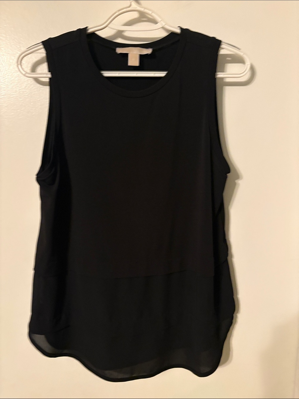Women’s Black Sleeveless Layered Tank Top/sheer at bottom